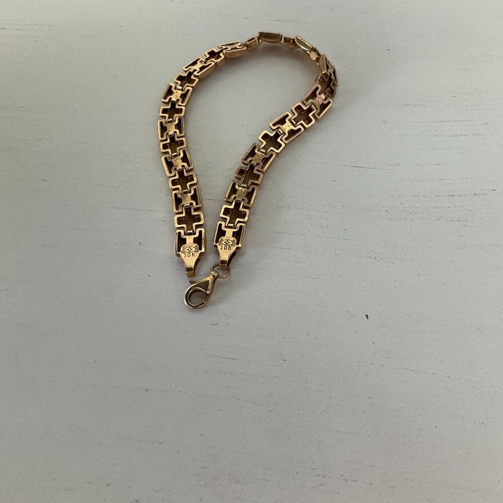 10k Real Solid Gold Link Bracelet - image 4